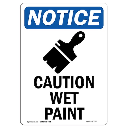 Signmission Safety Sign, OSHA Notice, 18" Height, Aluminum, Caution Wet Paint Sign With Symbol, Portrait OS-NS-A-1218-V-10525